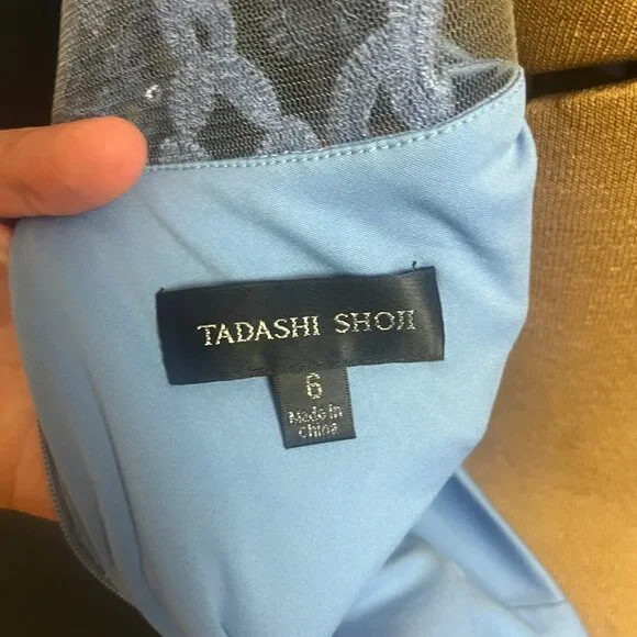 Tadashi Shoji Light Blue Lace Sequin Dress - Picture 9 of 9